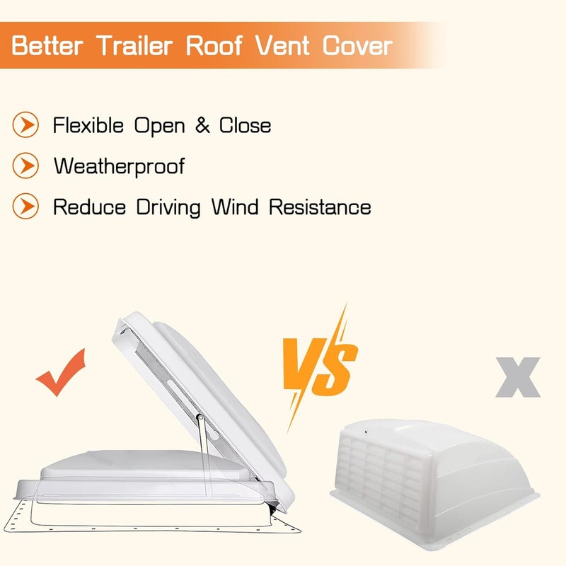 Sporthfish RV Vent Cover 14" Roof Vent Lid for Universal RV, Trailer, Camper, Motorhome Roof Replacement Ceiling Vent Covers, Plastic Square Skylight Cover Liftable, 1 Pack White - Image 5